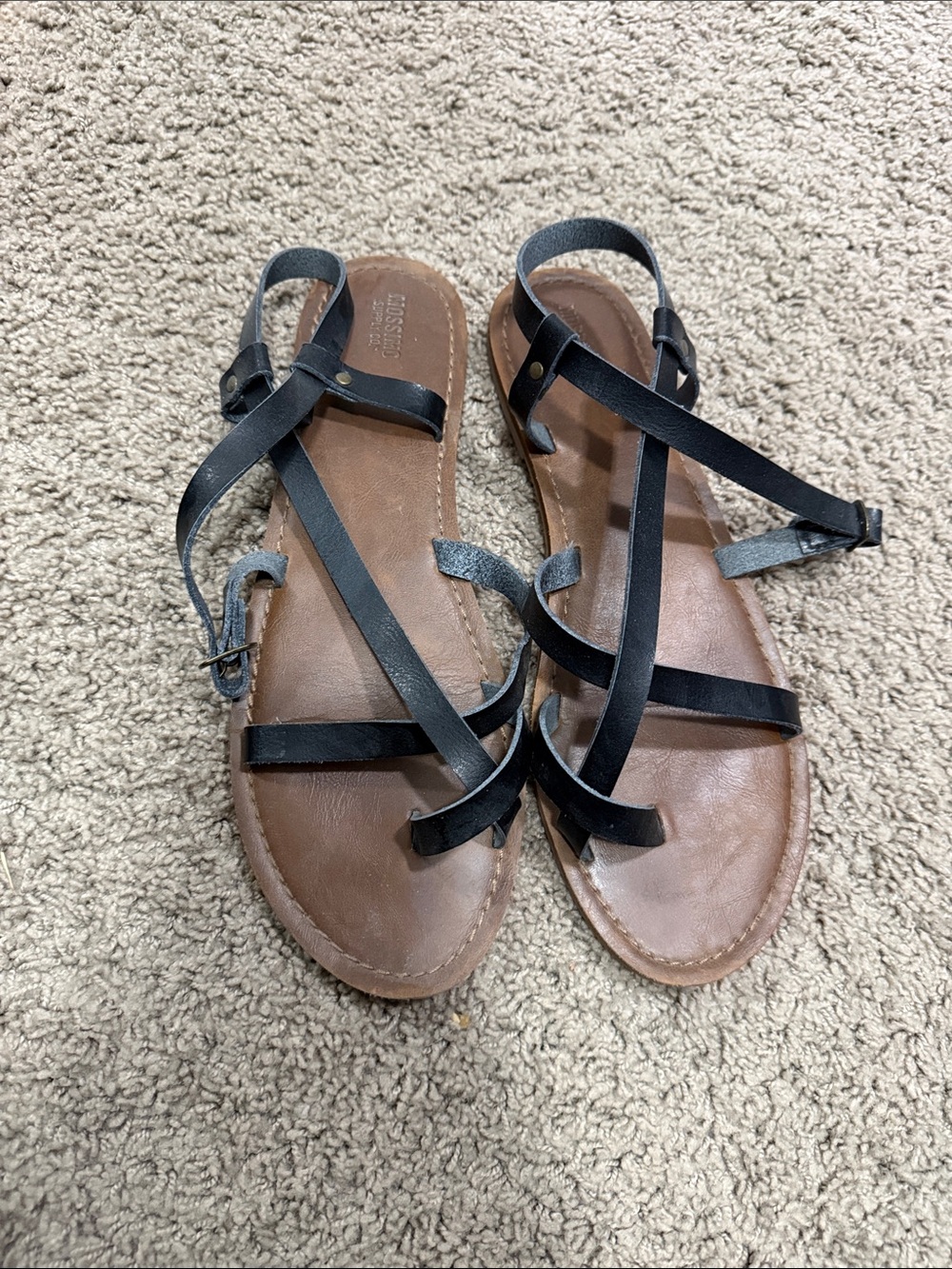 Mossimo Supply Co. (11) Black Leather Strappy Sandals